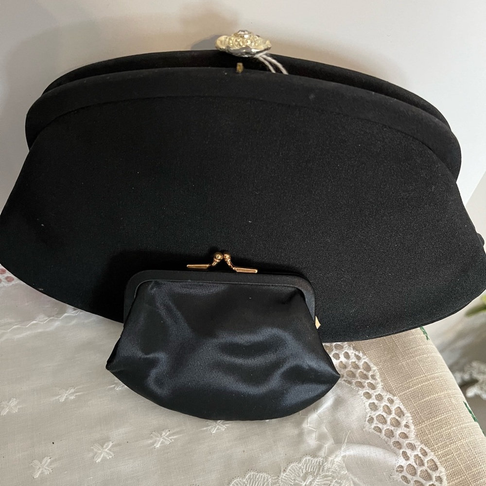 NEW VINTAGE BRITEMODE BLACK PURSE WITH COIN PURSE AND MIRROR